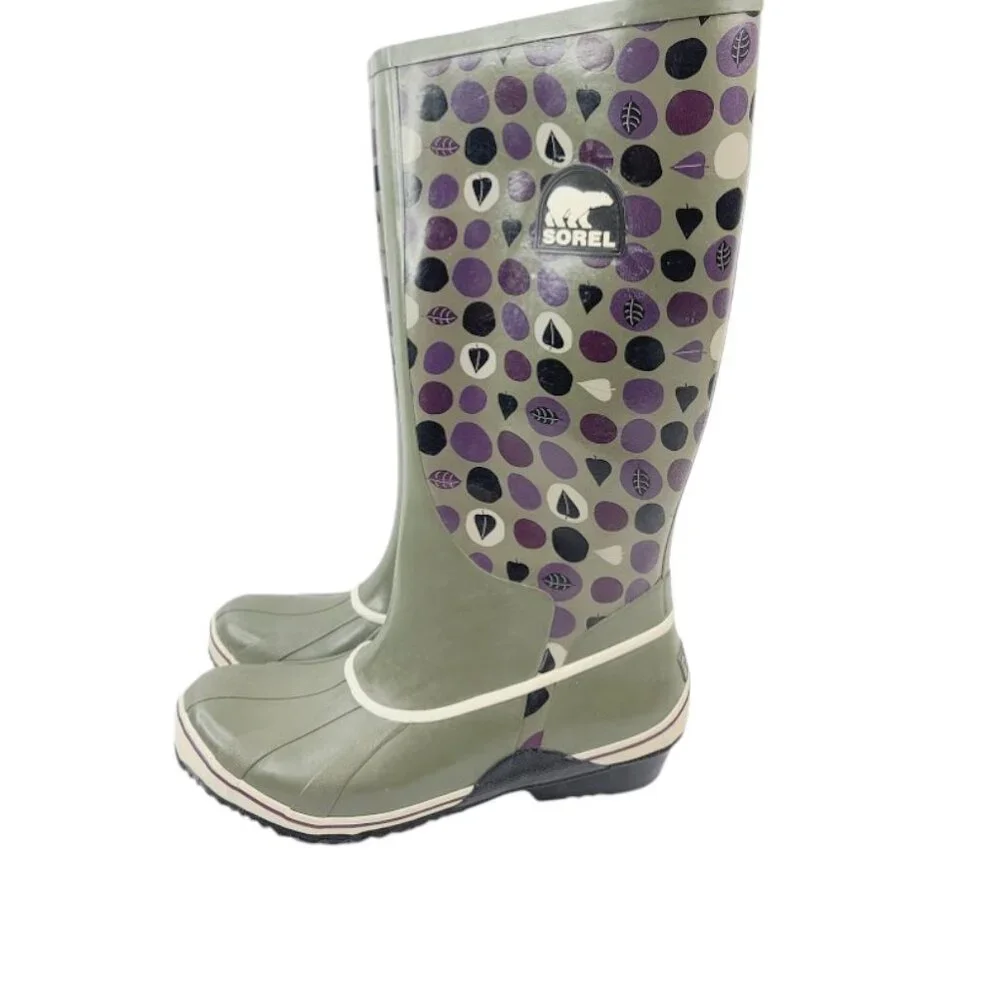 Sorel‎ Women's Green Sorellington NL1621-255 Rubber Knee High Rain Boot Size 9